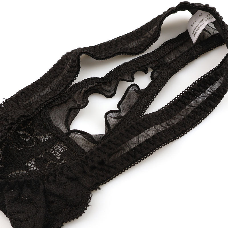 ラ・ポーム シースルー＆レース オープンクロッチTバックショーツ 320119