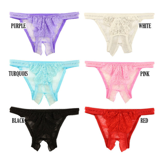 La Paum See-Through &amp; Lace Open Crotch Full-Back Shorts 320120