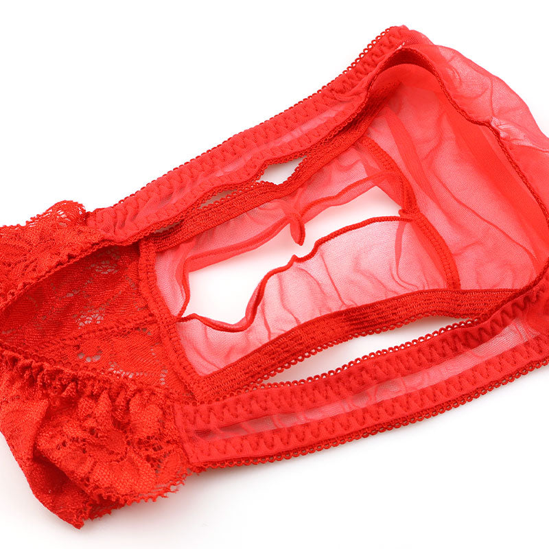 ラ・ポーム シースルー＆レース オープンクロッチフルバックショーツ 320120