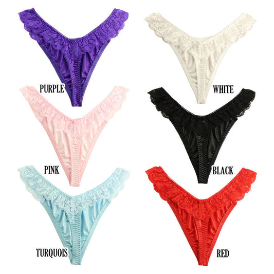 La Paume Felica Fabric Shiny Lace T-Front Half Back Shorts 321135