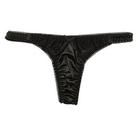 La Paum Women's T-Back Panties Made with Glossy Felica Fabric and Sheer Lace. Elegant and Sexy, Comfortable Fit, Perfect for Everyday Underwear or Special Occasions. Product Number: 321236