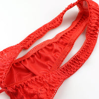 La Paum Women's T-Back Panties Made with Glossy Felica Fabric and Sheer Lace. Elegant and Sexy, Comfortable Fit, Perfect for Everyday Underwear or Special Occasions. Product Number: 321236