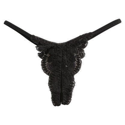 [OUTLET] La-Pomme Stretch Lace Sexy and Provocative Crotchless Thong 321243