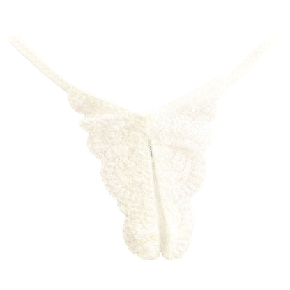 [OUTLET] La-Pomme Stretch Lace Sexy and Provocative Crotchless Thong 321243