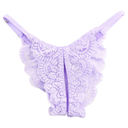 [OUTLET] La-Pomme Stretch Lace Sexy and Provocative Crotchless Half-Back Shorts 321244