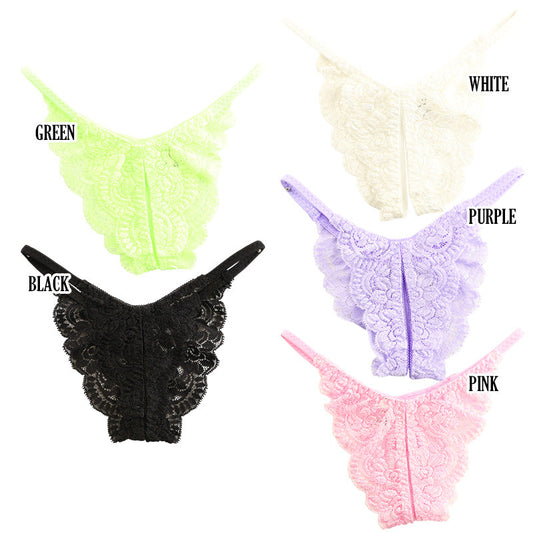 [OUTLET] La-Pomme Stretch Lace Sexy and Provocative Crotchless Half-Back Shorts 321244