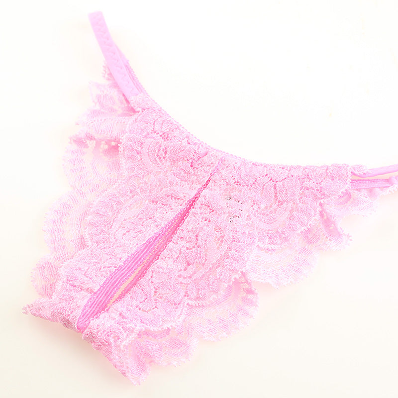 [OUTLET] La-Pomme Stretch Lace Sexy and Provocative Crotchless Half-Back Shorts 321244