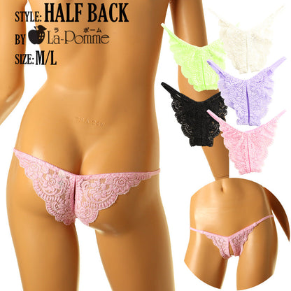 [OUTLET] La-Pomme Stretch Lace Sexy and Provocative Crotchless Half-Back Shorts 321244