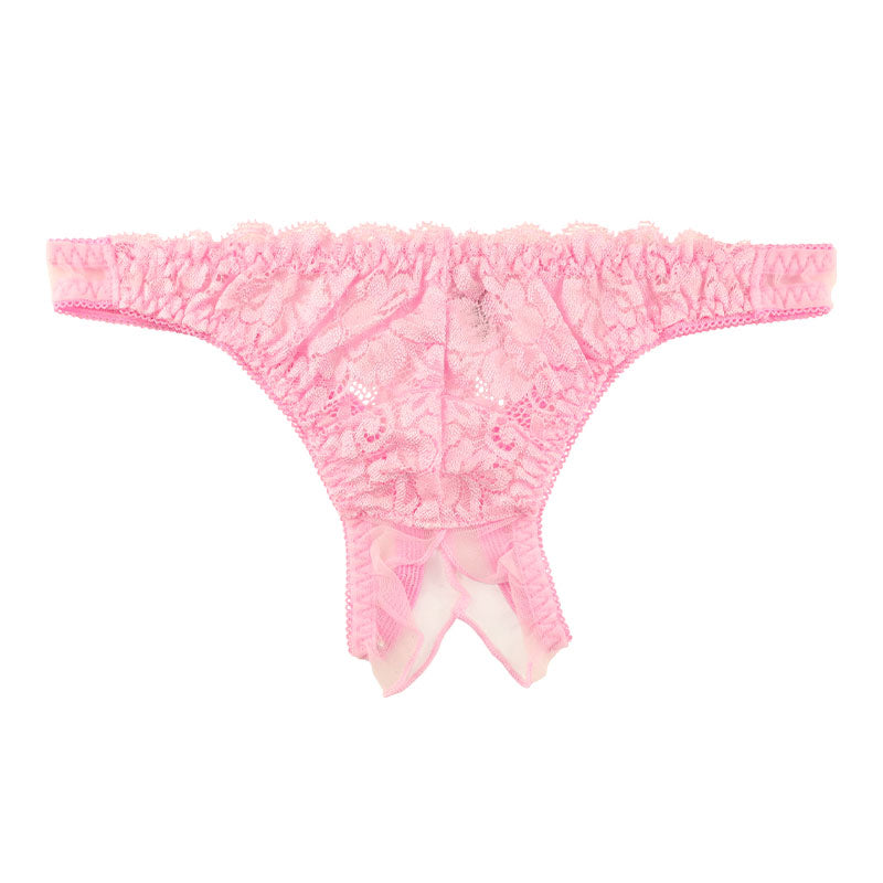 ラ・ポーム 軽やかふんわりTバックショーツ 股ワレデザイン レース＆シースルー 321247