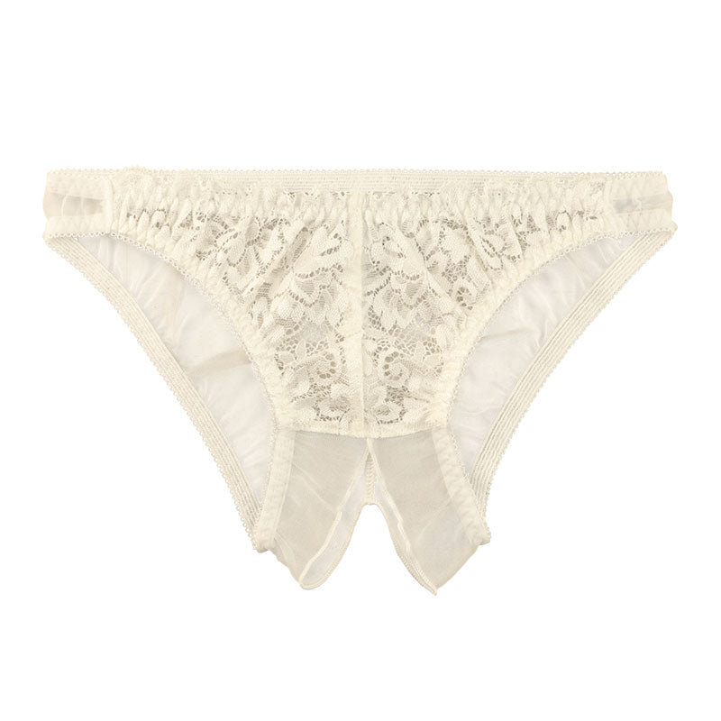ラ・ポーム 軽やかふんわりフルバックショーツ 股ワレデザイン レース＆シースルー 321248