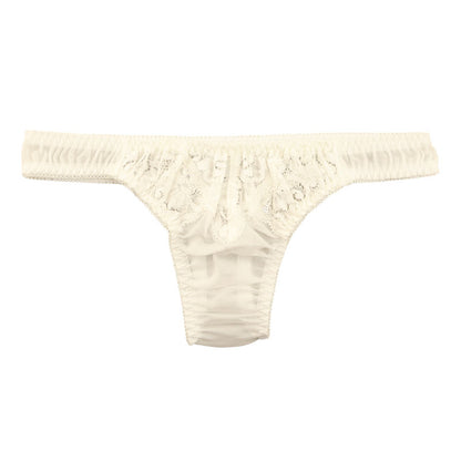La Paum Women's Airy Sheer Lace T-Back Panties, Low-Rise, NHK Fabric, 321251