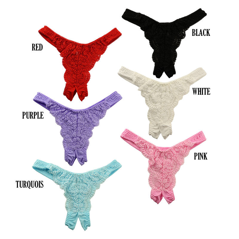 La-Pomme SSS Fabric Stretch Lace Crotch Thong Shorts 322050