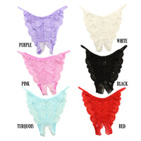 La-Pomme 20 Half Fabric Lace Crotch Thong Lingerie 322053