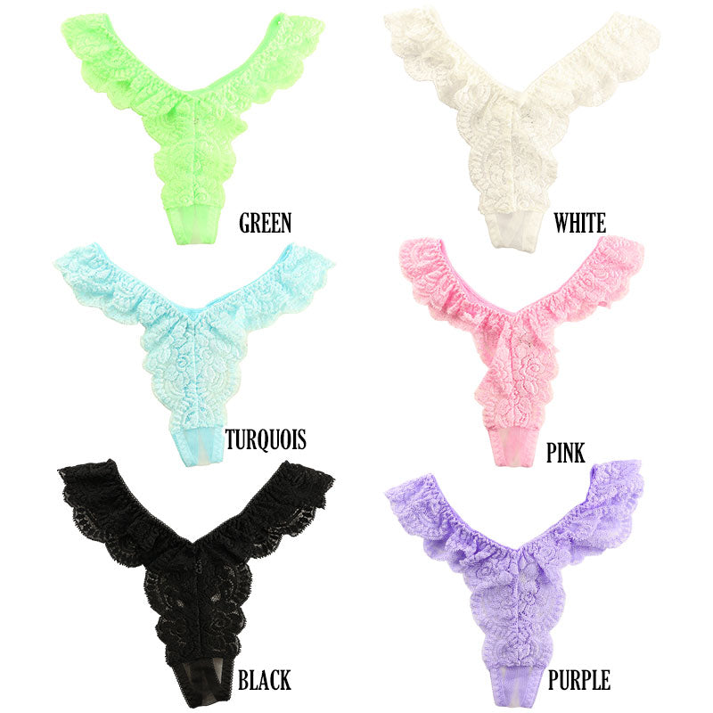 La-Pomme 20 Half Fabric Beautiful Stretch Lace Side Binder T-Back Shorts 322064