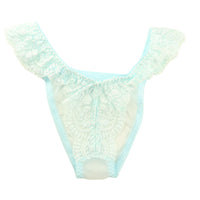 La Paume 20 Half Fabric Stretch Lace See-through Crotch Open Half Back Shorts 322067