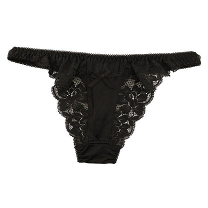 La-Pomme Beautifully Designed Lace and NHK Fabric T-Back Shorts with Pockets 322095