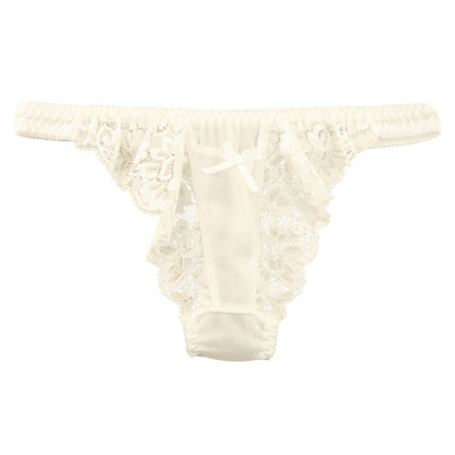 La-Pomme Beautifully Designed Lace and NHK Fabric T-Back Shorts with Pockets 322095