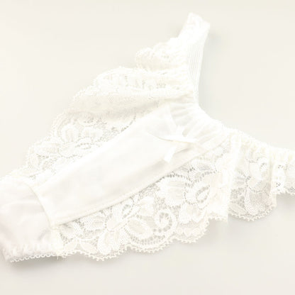 La-Pomme Beautifully Designed Lace and NHK Fabric T-Back Shorts with Pockets 322095