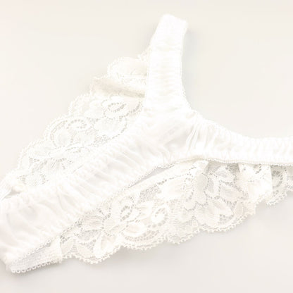 La-Pomme Beautifully Designed Lace and NHK Fabric T-Back Shorts with Pockets 322095