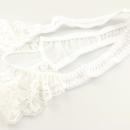 La-Pomme Beautifully Designed Lace and NHK Fabric T-Back Shorts with Pockets 322095