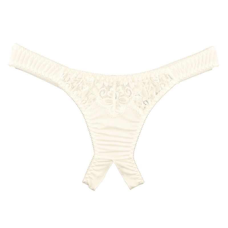 ラ・ポーム SSS生地とシルキーレースの股ワレTバックショーツ 323008