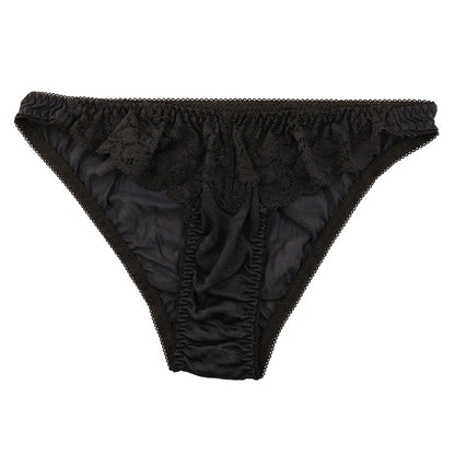La-Pomme: Half-back shorts made of lightweight NHK fabric and stretch lace 323011