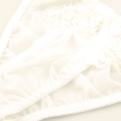 La-Pomme: Half-back shorts made of lightweight NHK fabric and stretch lace 323011