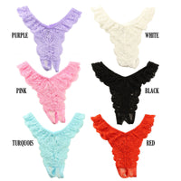 La-Pomme 20 Half Fabric Lace Crotch Thong Lingerie 324001