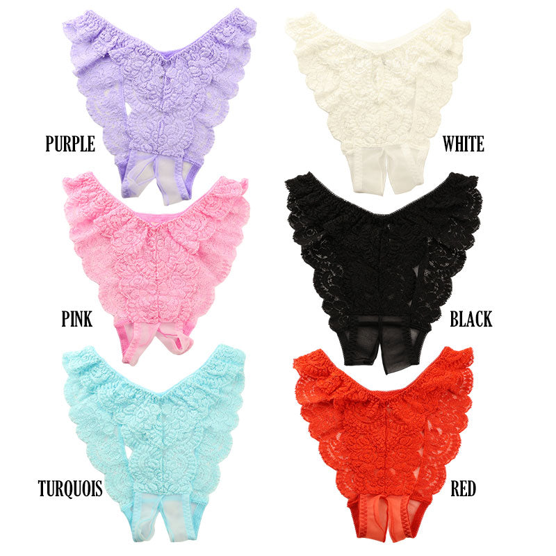 La-Pomme 20 Half Fabric Lace Crotch Split Full Back Lingerie 324002