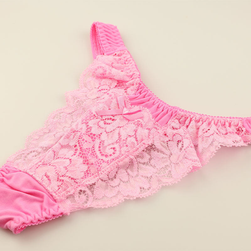 La Paum T-back Panties, SSS Fabric, Stretch Lace, Thin, Sheer, with Secret Pocket, 324003