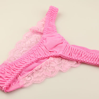 La Paum T-back Panties, SSS Fabric, Stretch Lace, Thin, Sheer, with Secret Pocket, 324003