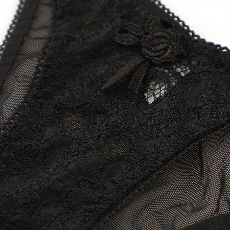 La Paum Elegant Lace Mesh Airy Low-Rise Half-Back Lingerie 423035