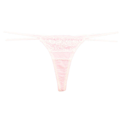 La-Pomme Stretch Fabric and Lace Design T-back Thong Lightweight Fit Lingerie 423038
