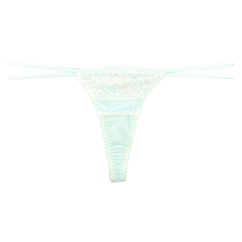 La-Pomme Stretch Fabric and Lace Design T-back Thong Lightweight Fit Lingerie 423038