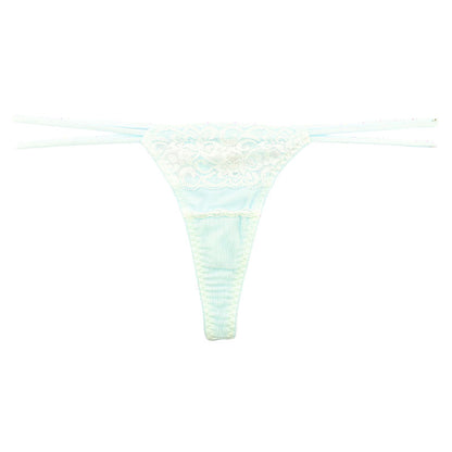 La-Pomme Stretch Fabric and Lace Design T-back Thong Lightweight Fit Lingerie 423038