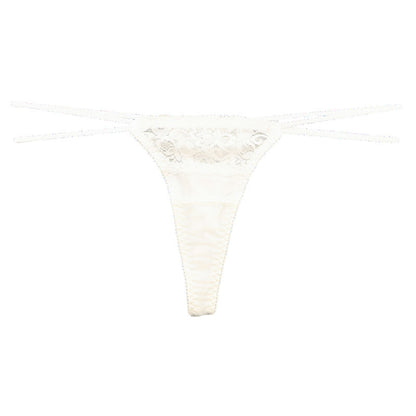 La-Pomme Stretch Fabric and Lace Design T-back Thong Lightweight Fit Lingerie 423038