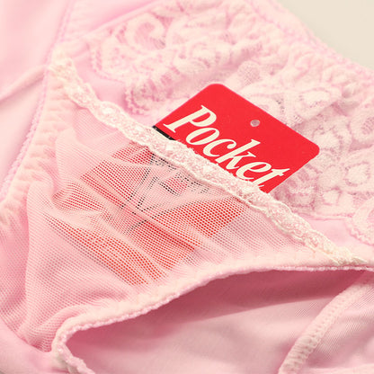 La-Pomme Stretch Fabric and Lace Design Full Back Shorts - Light and Comfortable Lingerie 423039