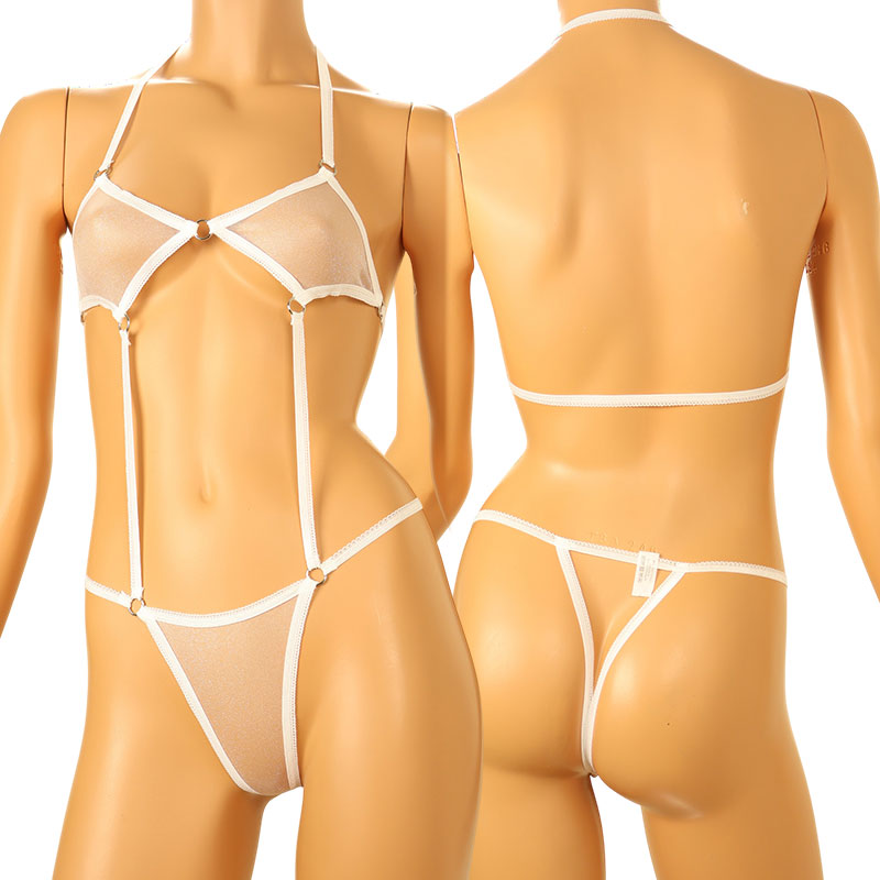 La-Pomme Spunky Half Fabric Costume Lingerie with Misty Lame Finish 526002