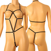 La-Pomme 526003: A costume lingerie set featuring six black balls, characterized by a soft and moderately stretchy fabric.