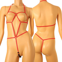 La-Pomme 526003: A costume lingerie set featuring six black balls, characterized by a soft and moderately stretchy fabric.