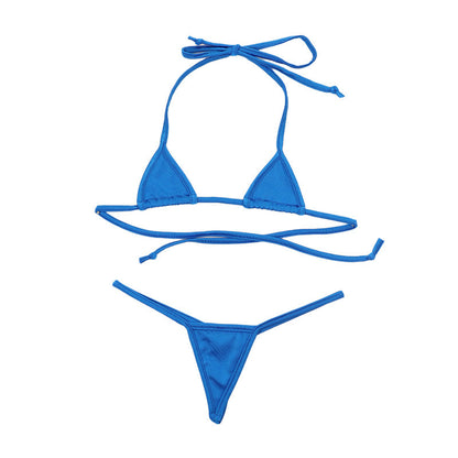 La-Pomme Lycra Fabric Triangle Micro Bikini Set G-String 529006