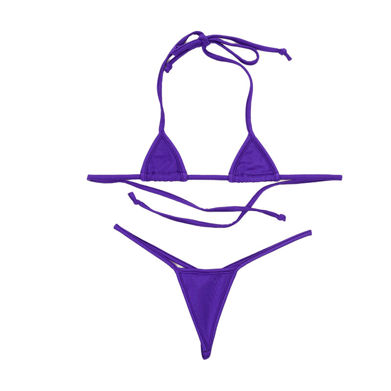 La-Pomme Lycra Fabric Triangle Micro Bikini Set G-String 529006