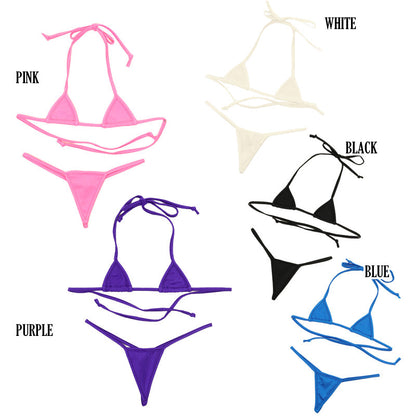 La-Pomme Lycra Fabric Triangle Micro Bikini Set G-String 529006