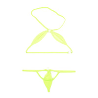 La-Pomme E6000 fabric halter neck top and bottom set G-string style micro mini bikini 530038