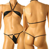 La-Pomme E6000 fabric halter neck top and bottom set G-string style micro mini bikini 530038