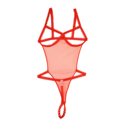 La Paume Spark Half Fabric with Mist Lame Own Bust with 8 Pearls Sexy Costume Playsuit 530041