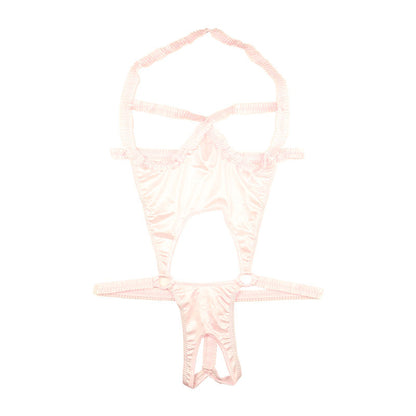 La-Pomme Felica Fabric Open Bust Crotch Split Playsuit Costume 530042