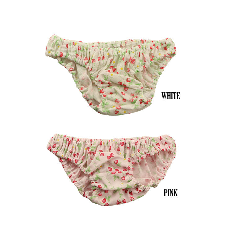 Petit Mignon Cotton Fabric Strawberry Pattern Inner Elastic Pants Full Back 534
