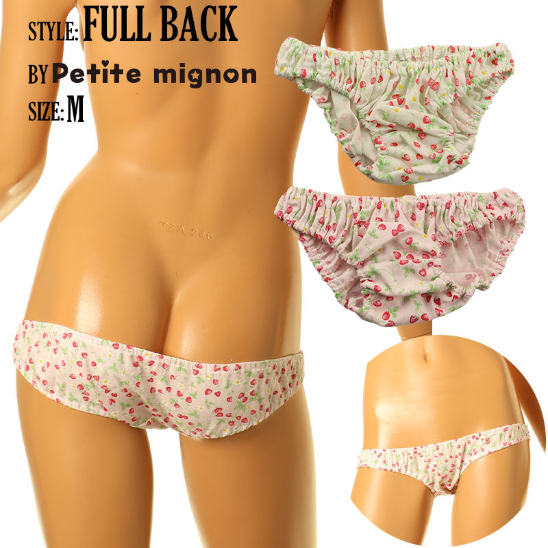 Petit Mignon Cotton Fabric Strawberry Pattern Inner Elastic Pants Full Back 534
