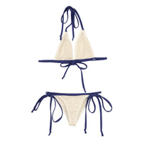 ラ・ポーム MFS生地 ヒモ結びで調整可能 三角ブラ＆ショーツ ランジェリーセット 535037